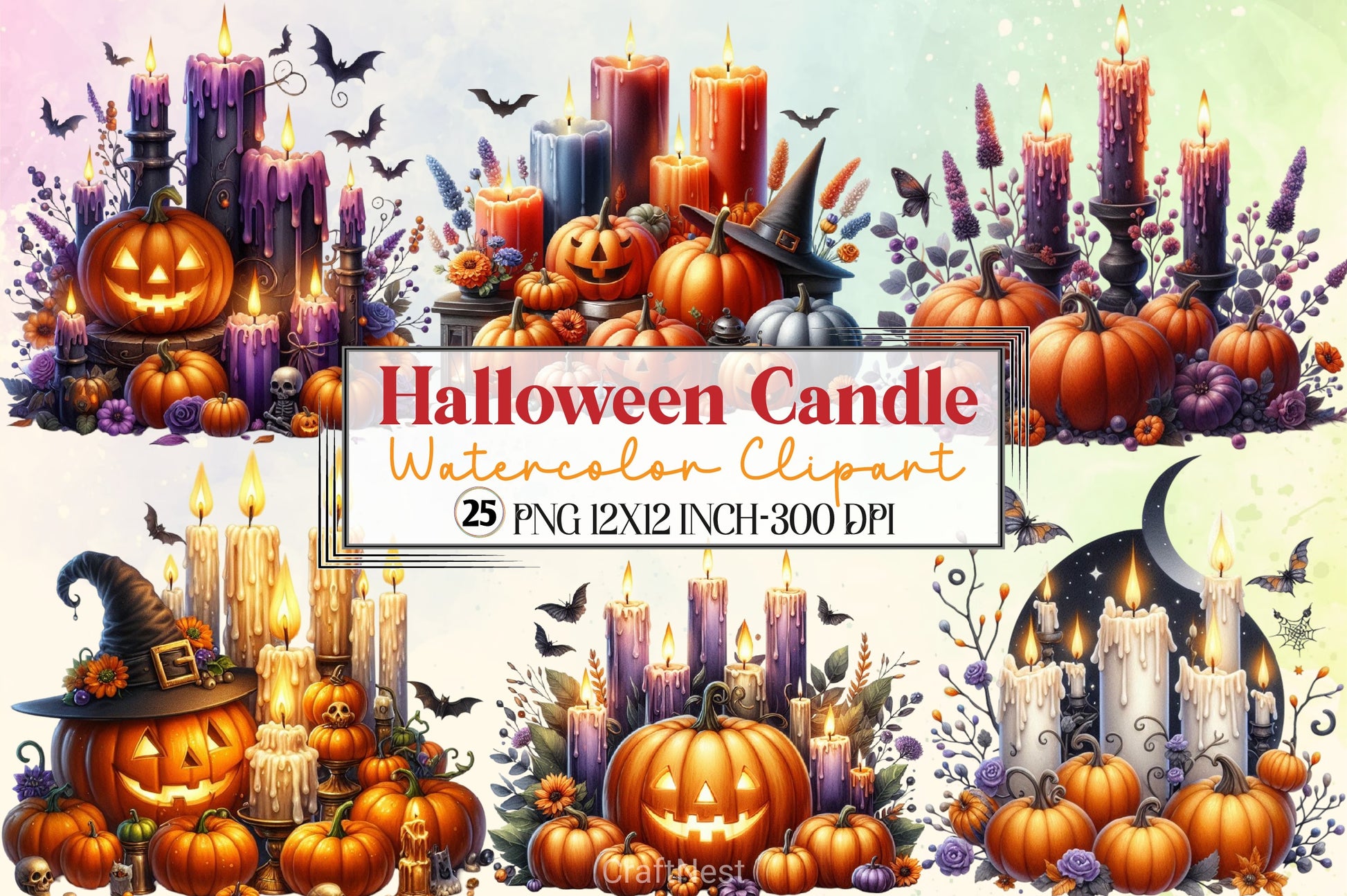 Halloween Candle Clipart Bundle - CraftNest - Digital Crafting and Art