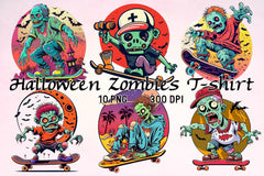Halloween Zombies T Shirt Design Clipart Bundle - CraftNest - Digital Crafting and Art