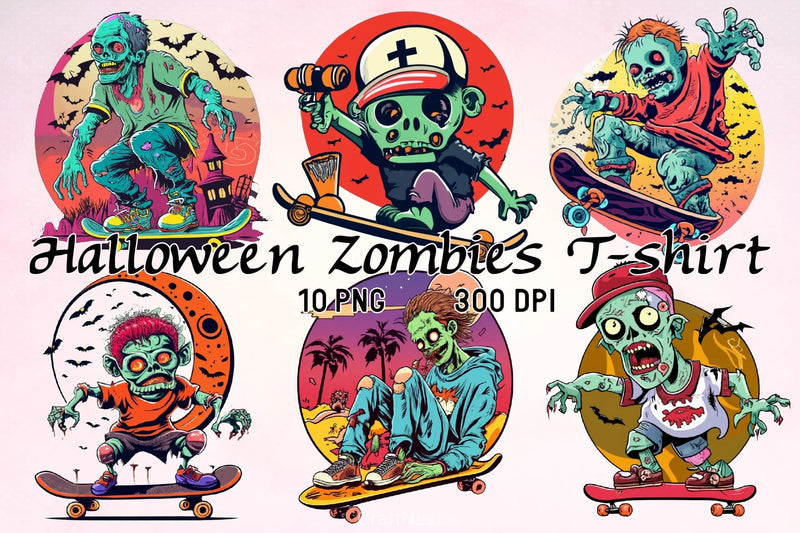 Halloween Zombies T Shirt Design Clipart Bundle - CraftNest - Digital Crafting and Art
