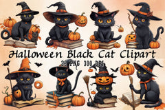 Halloween Black Cat Clipart Bundle 10 - CraftNest - Digital Crafting and Art
