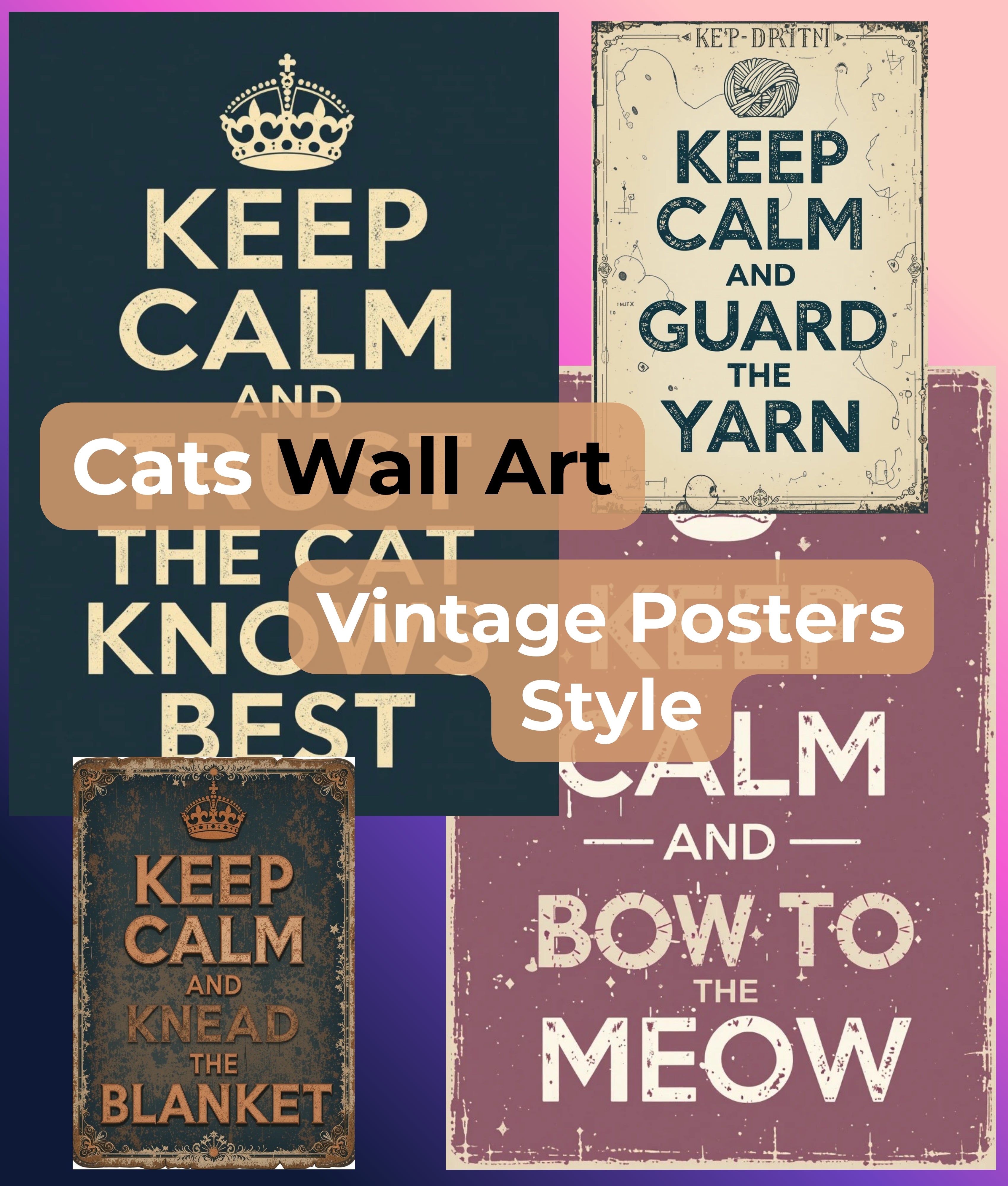 Cats Wall Art Clipart Bundle