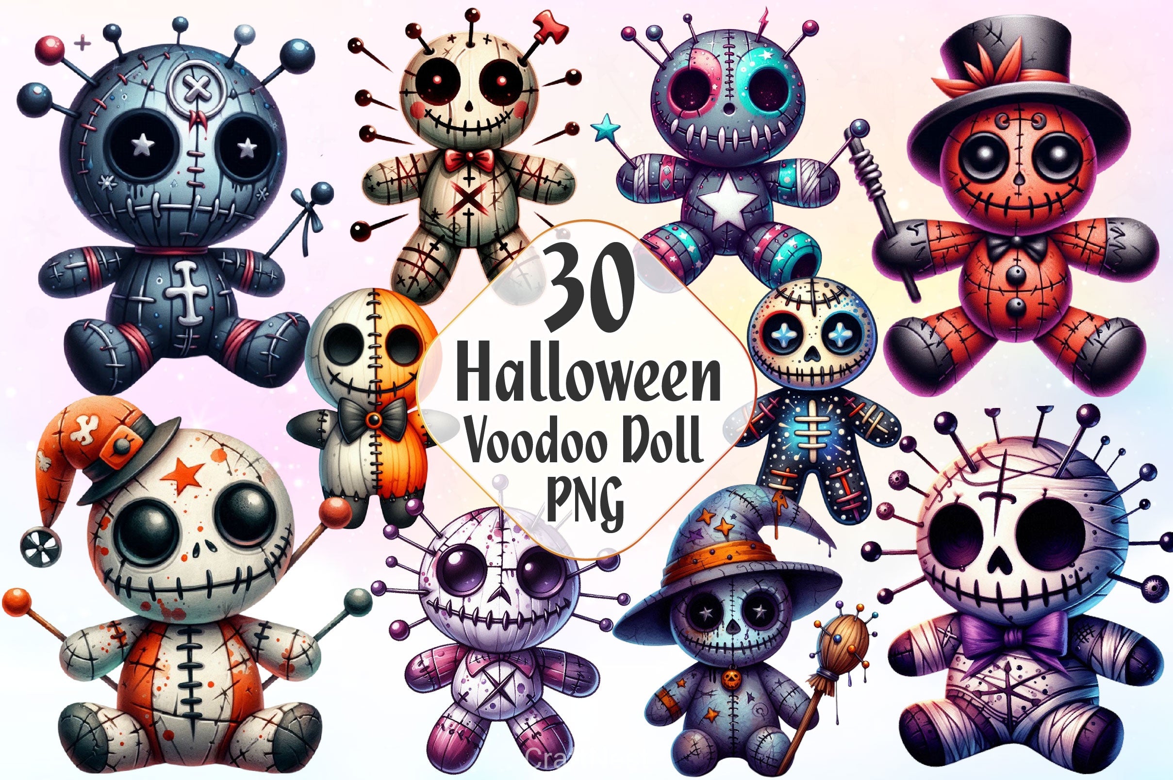 Halloween Gothic Voodoo Doll Clipart Bundle 5 - CraftNest - Digital Crafting and Art