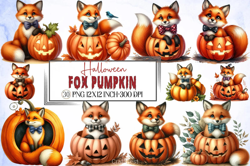 Halloween Fox Pumpkin Clipart Bundle - CraftNest - Digital Crafting and Art