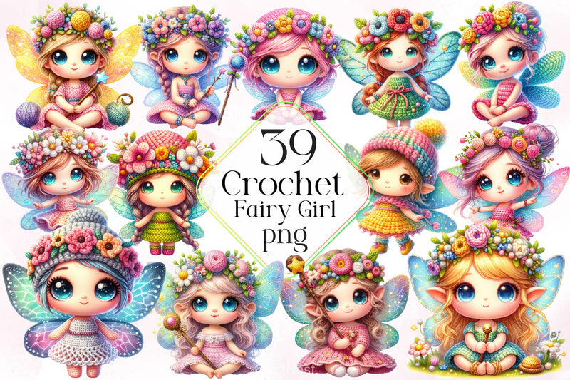 Crochet Fairy Girl Clipart Bundle - CraftNest - Digital Crafting and Art