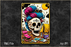 Skeleton Skull Messy Bun Mom Tarot Card Clipart Bundle - CraftNest - Digital Crafting and Art