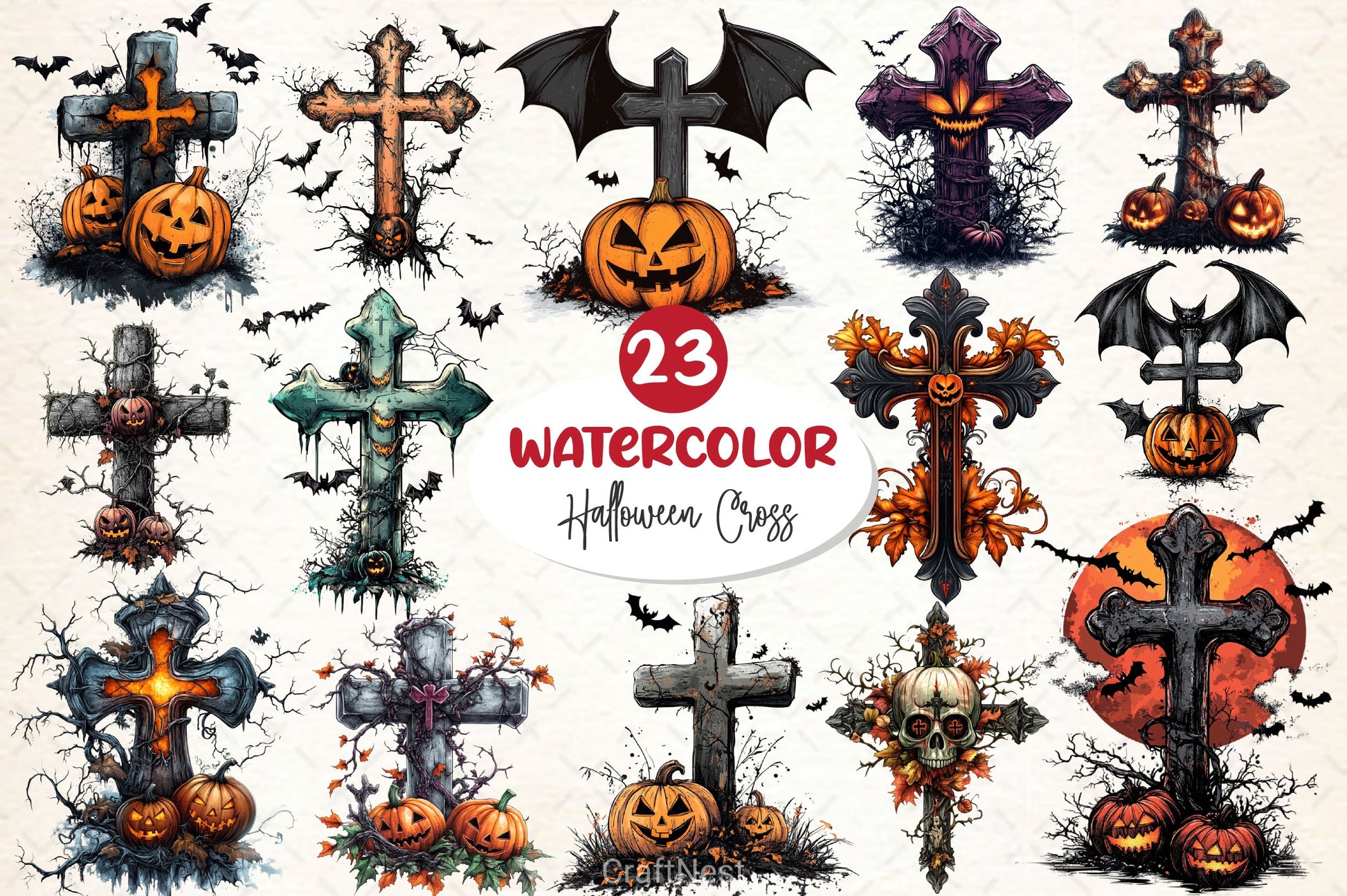 Halloween Cross Clipart Bundle - CraftNest - Digital Crafting and Art