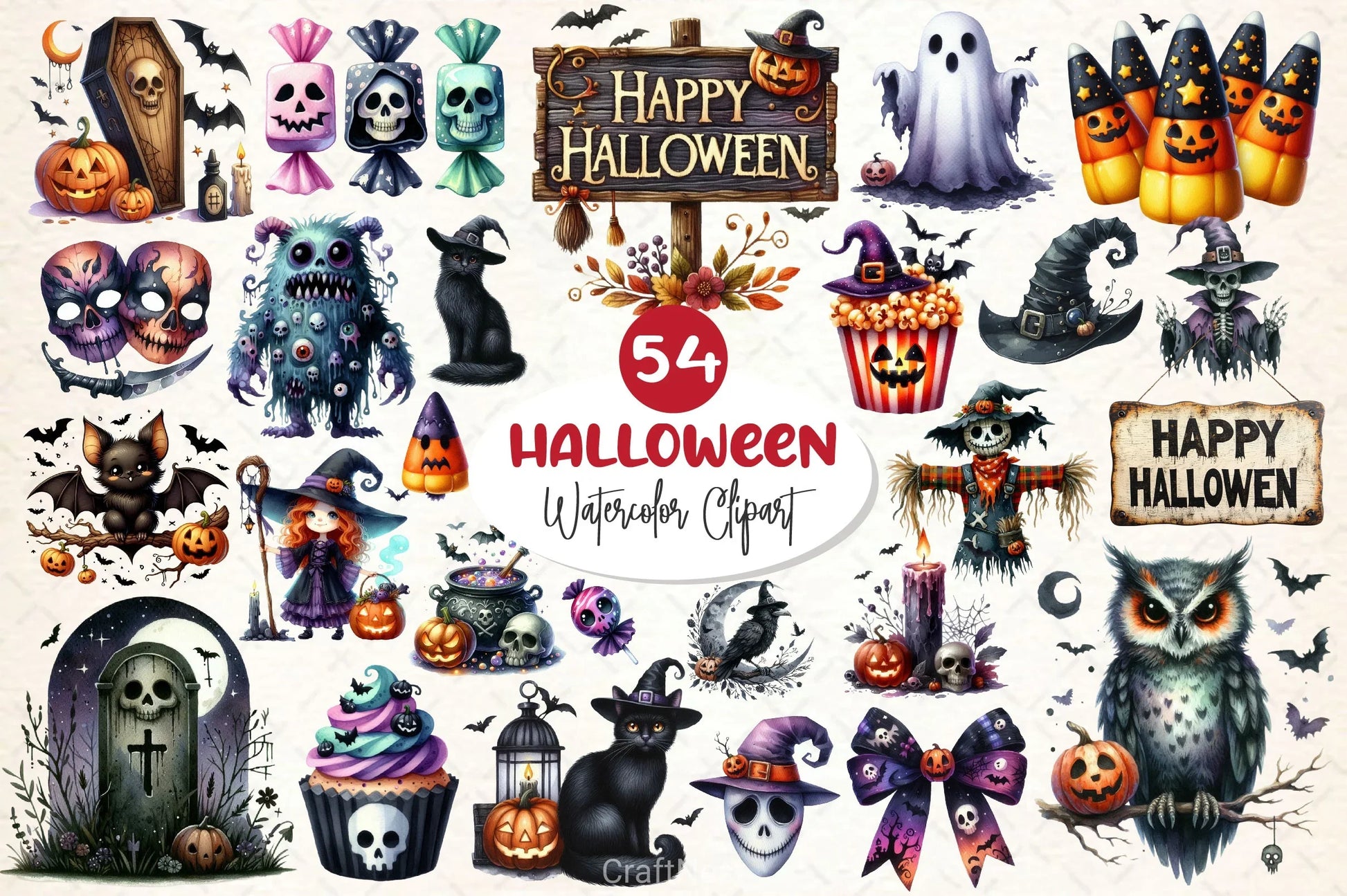 Cute Halloween Clipart Bundle 6 - CraftNest - Digital Crafting and Art