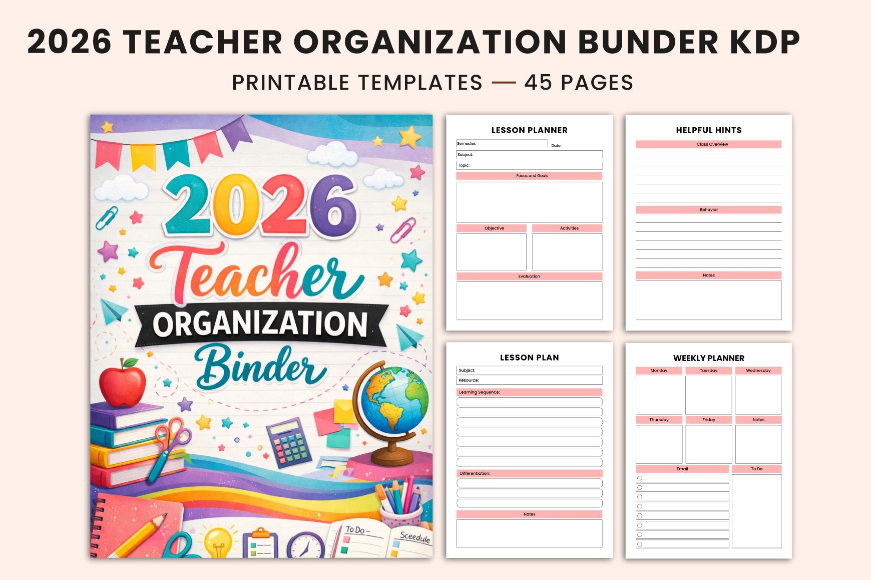 Teacher Organization Binder Planner