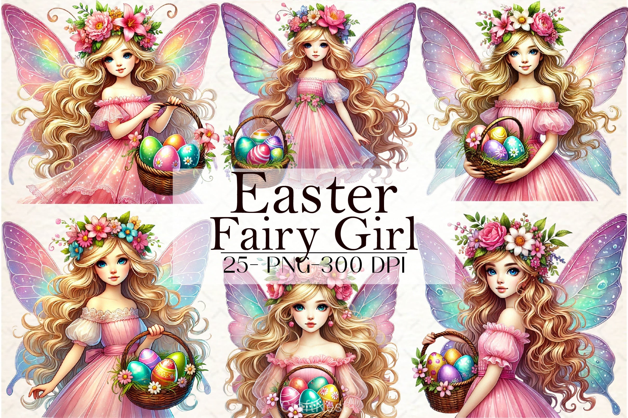 Fairy Easter Girl Clipart Bundle - CraftNest - Digital Crafting and Art