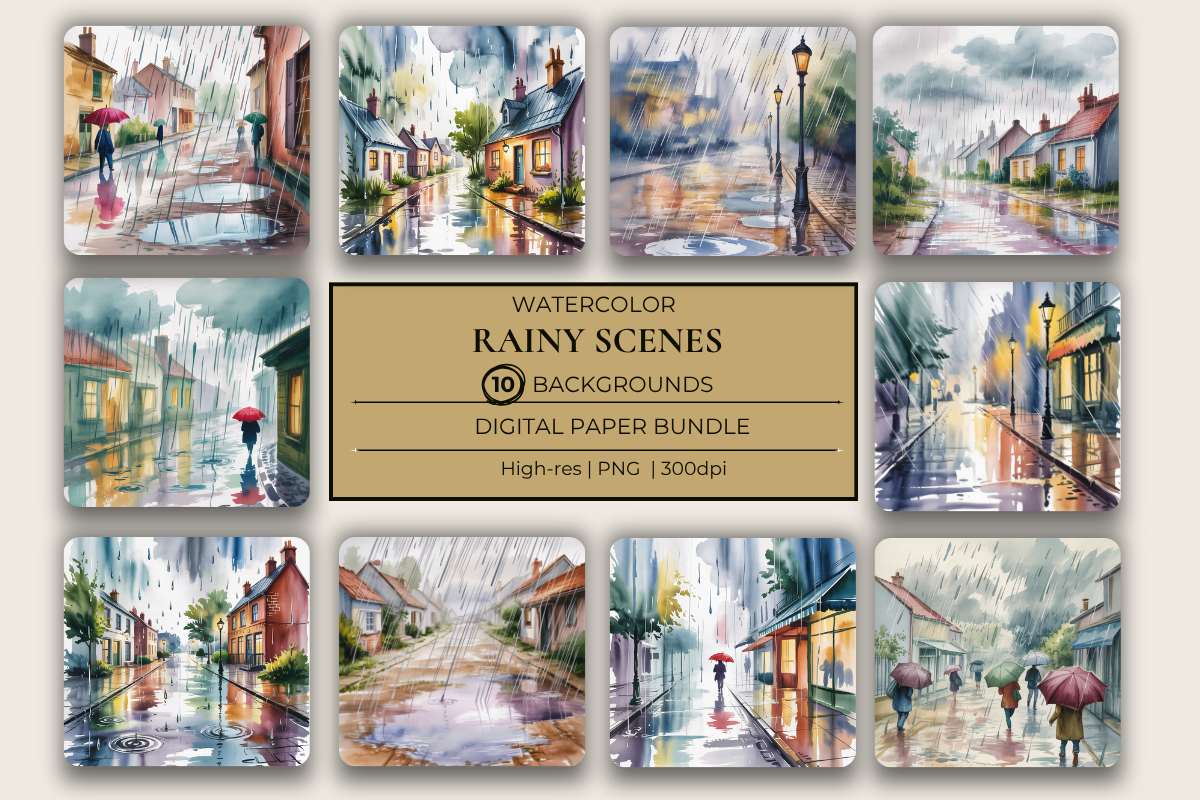 Rainy Scenes Background Papers