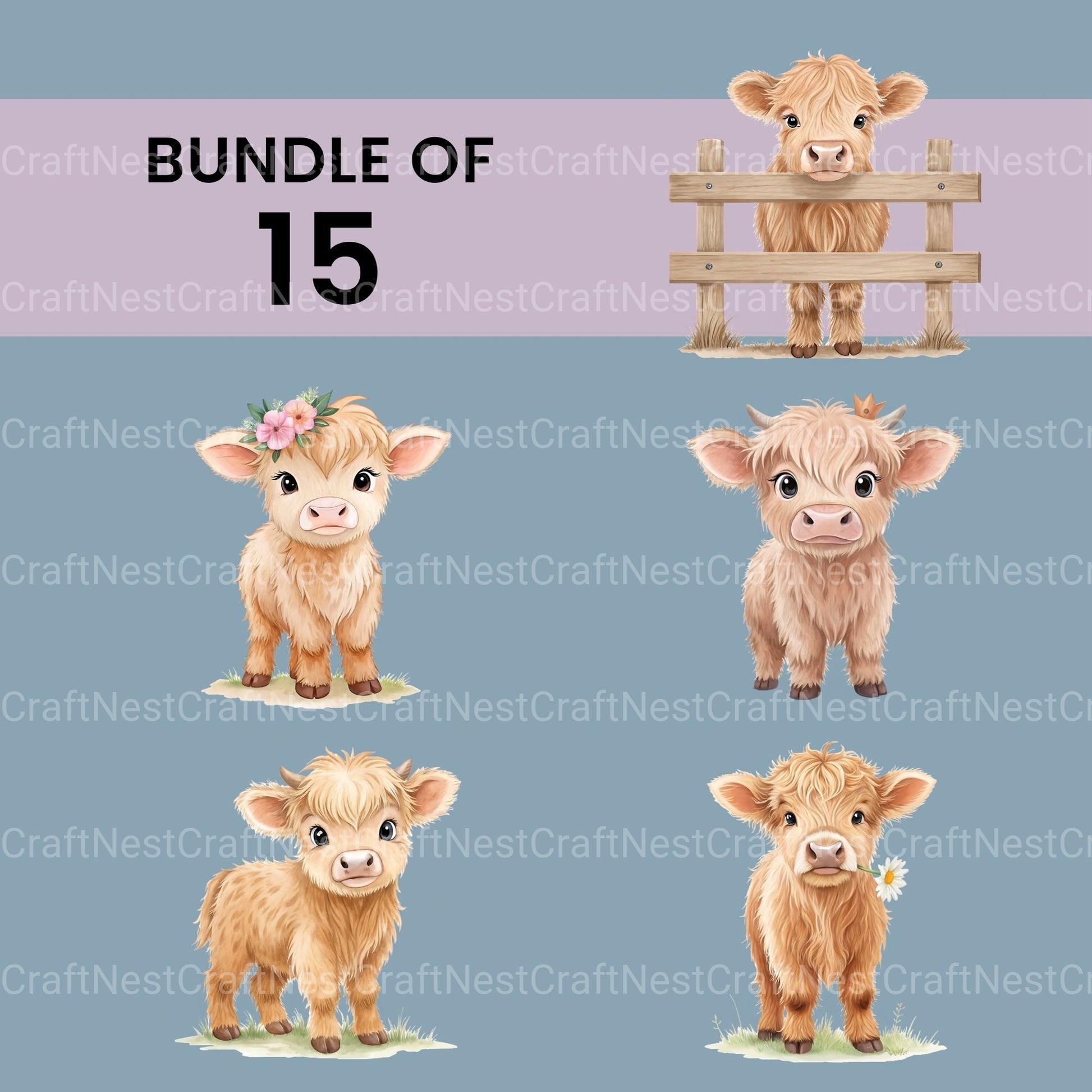 Highland Cows Clipart Bundle - CraftNest - Digital Crafting and Art