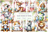 Cute Easter Animals On Swing Clipart Bundle