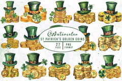 St Patricks Golden Coins Clipart Bundle - CraftNest - Digital Crafting and Art