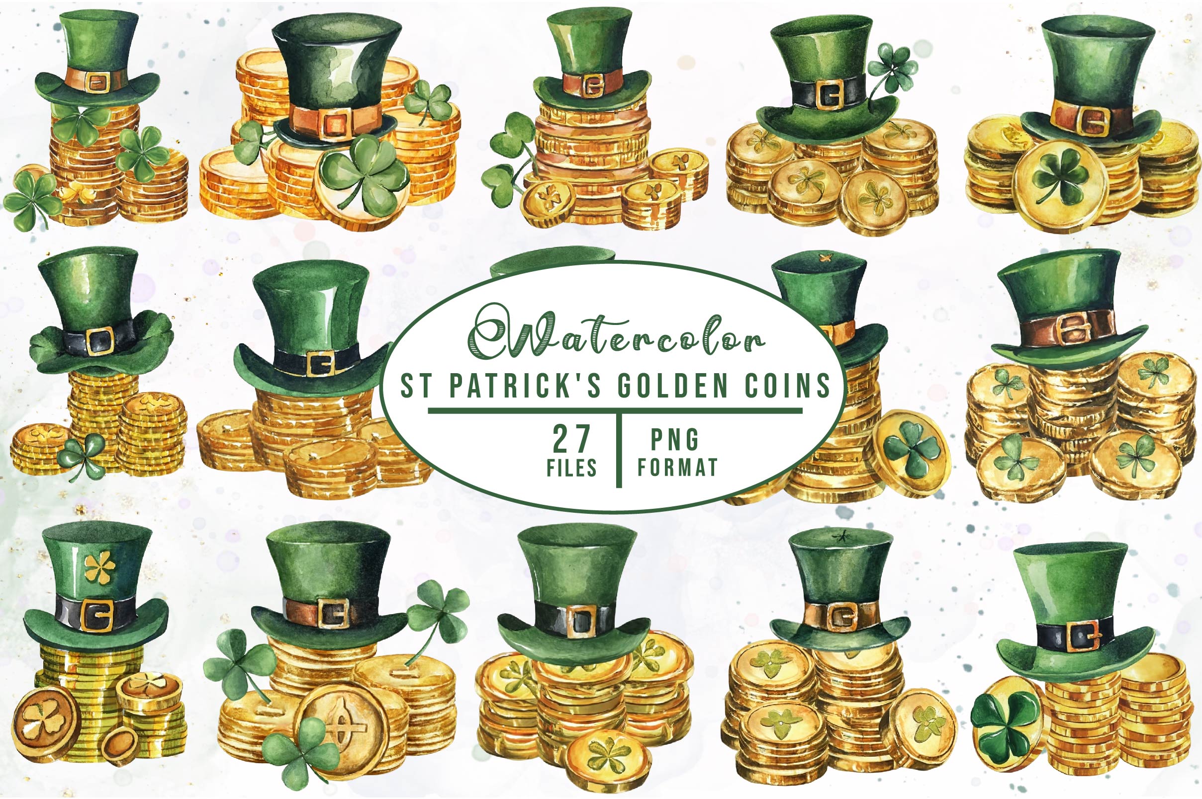 St Patricks Golden Coins Clipart Bundle - CraftNest - Digital Crafting and Art