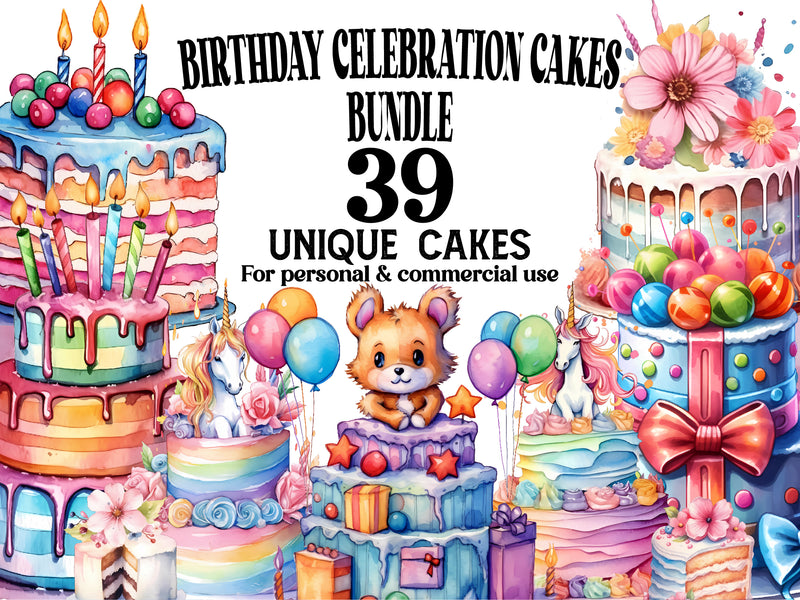 Birthday Celebration Cakes Clipart - CraftNest