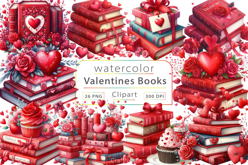 Valentine's Books Clipart Bundle 10 - CraftNest - Digital Crafting and Art