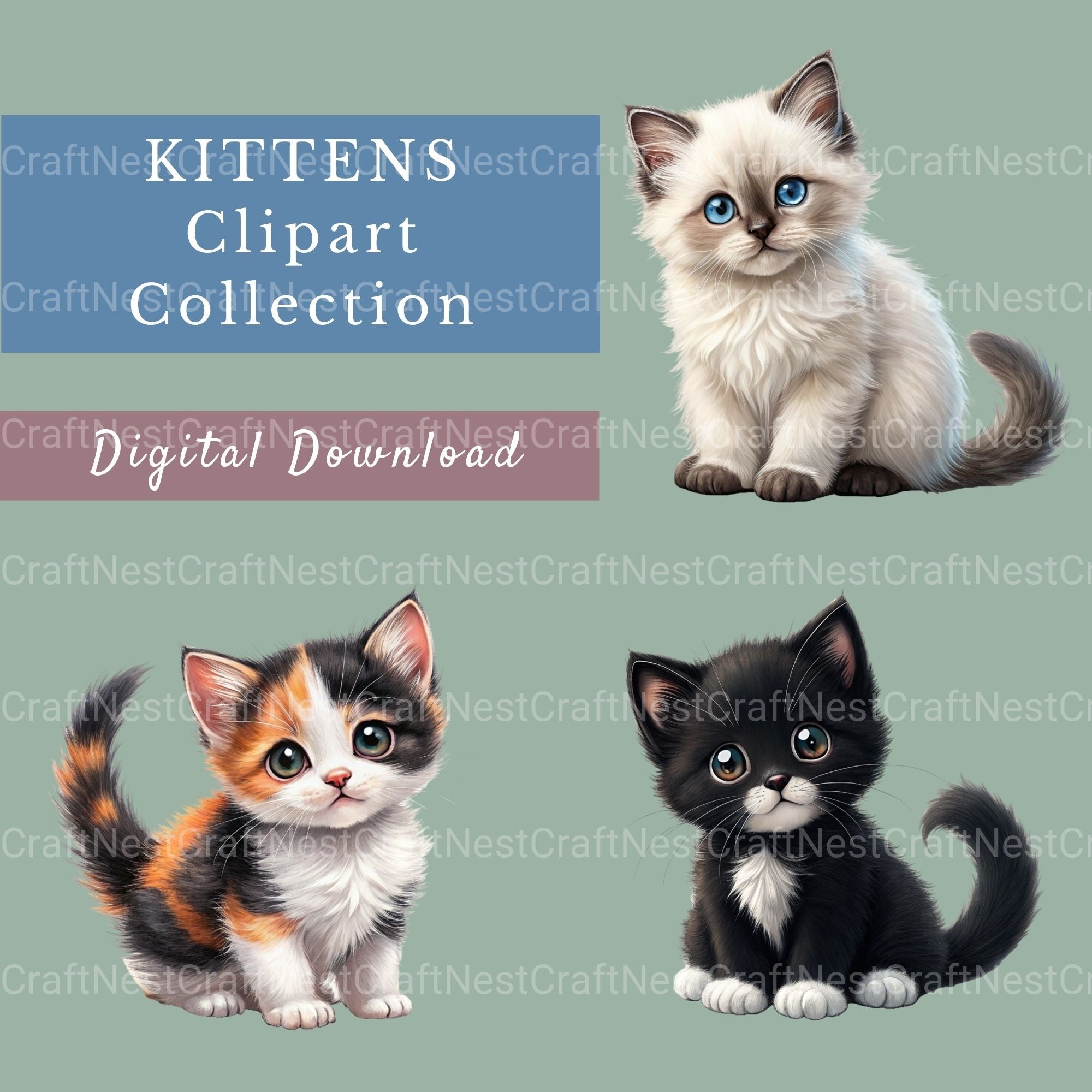 Kittens Clipart Bundle 4 - CraftNest - Digital Crafting and Art