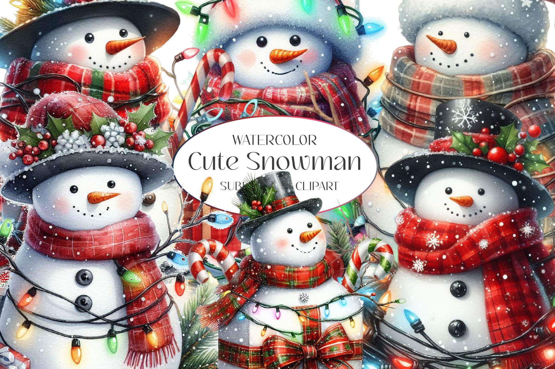 Cute Snowman Clipart Bundle 1 - CraftNest - Digital Crafting and Art