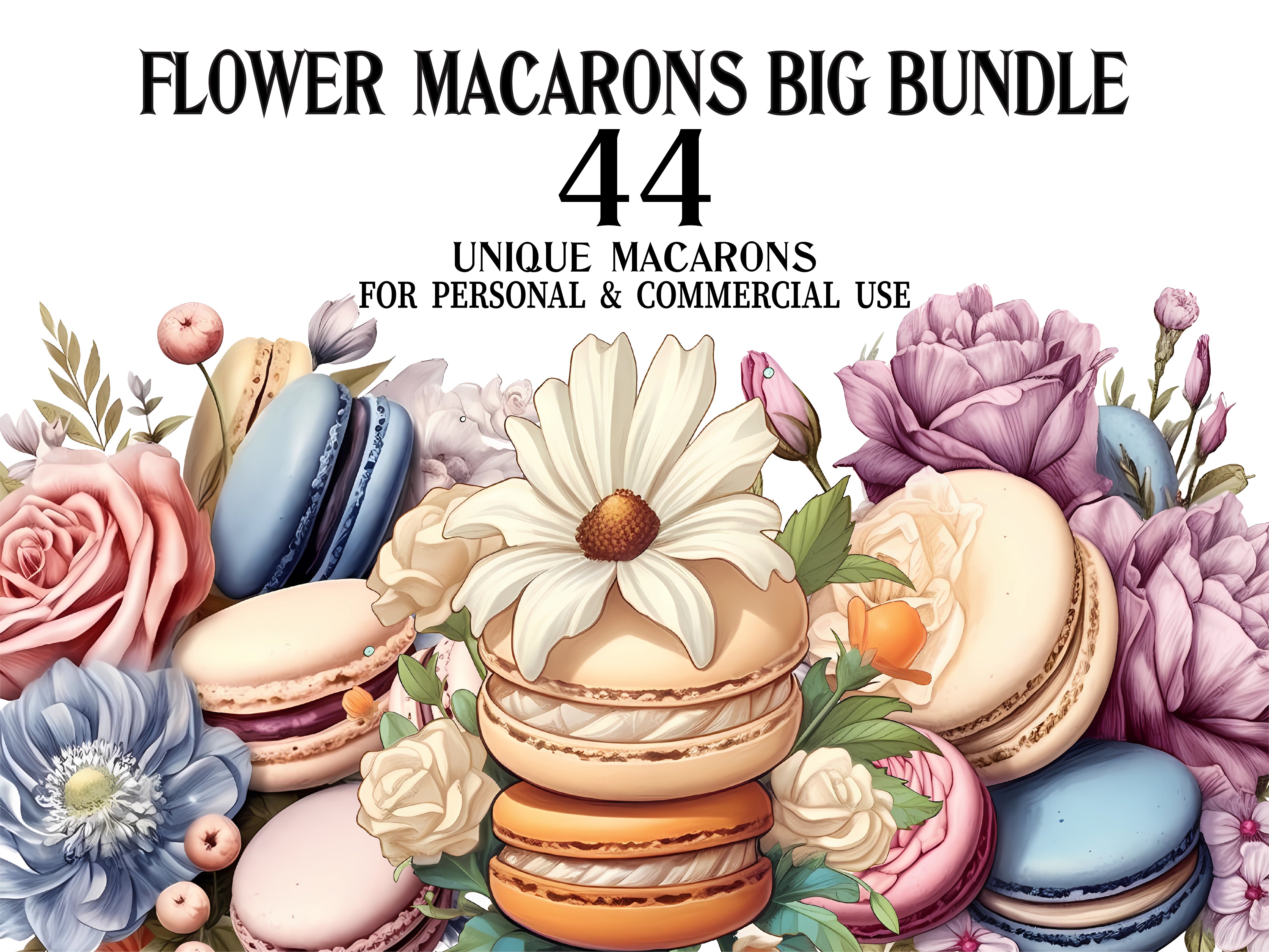 Flower Macarons Clipart - CraftNest