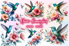 Flower Hummingbird Clipart Bundle - CraftNest - Digital Crafting and Art