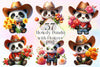 Howdy Panda With Flowers Clipart Bundle