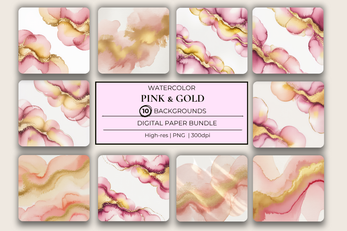 Pink & Gold Background Papers