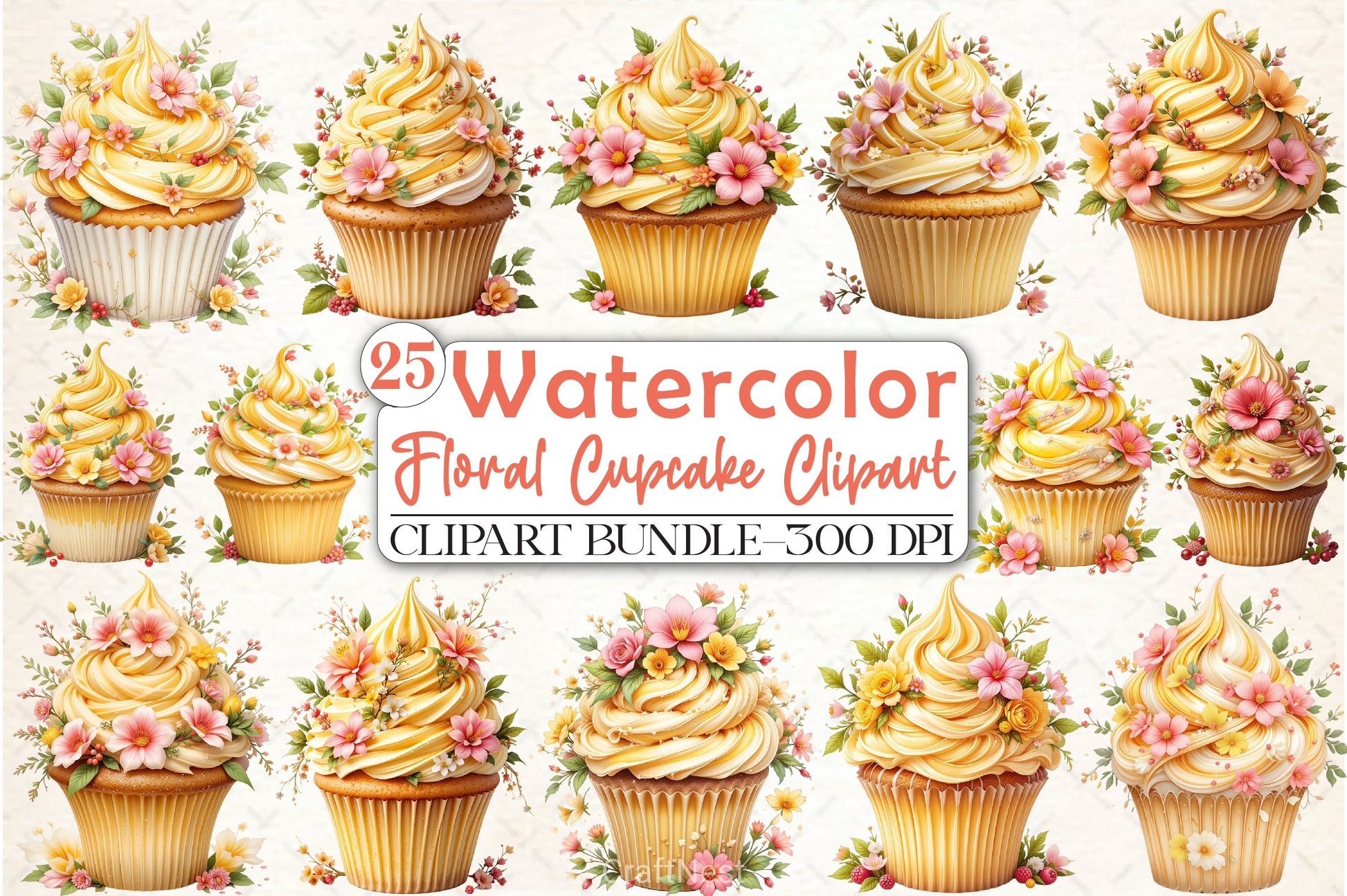 Floral Cupcake Clipart Bundle - CraftNest - Digital Crafting and Art