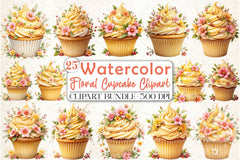 Floral Cupcake Clipart Bundle - CraftNest - Digital Crafting and Art