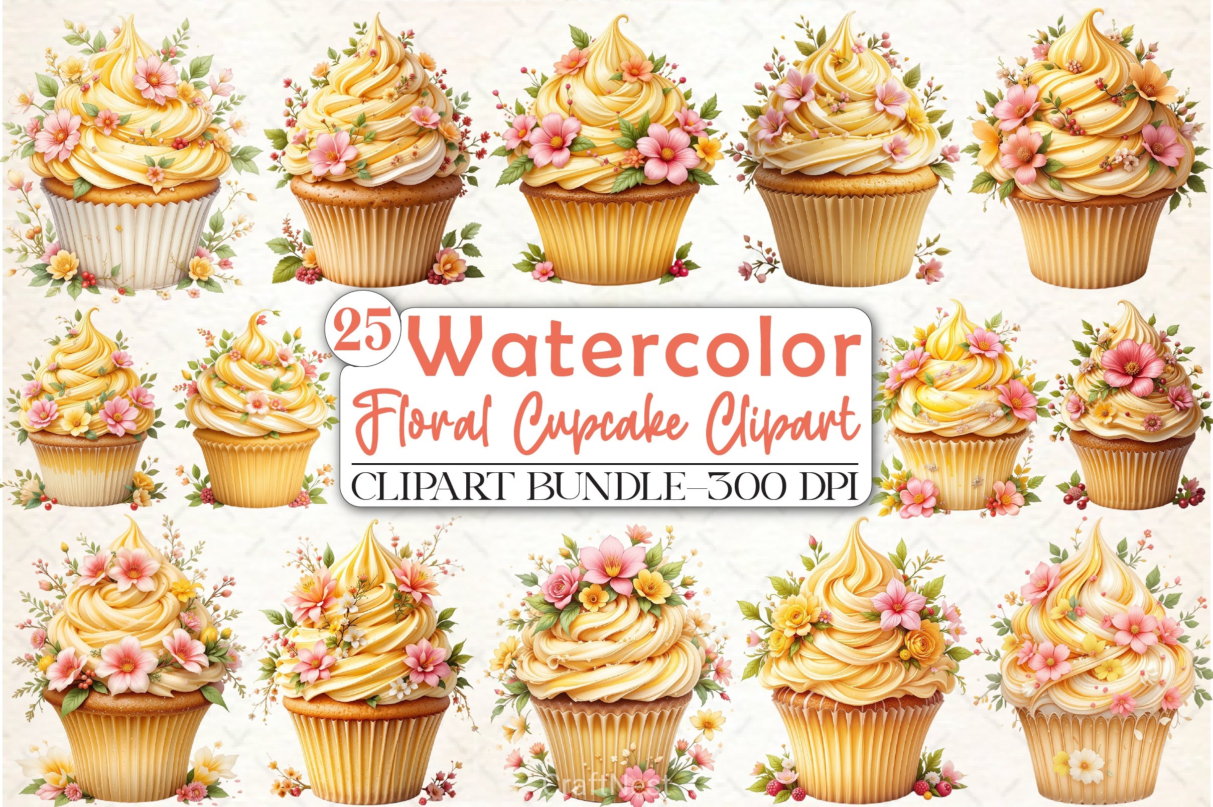 Floral Cupcake Clipart Bundle - CraftNest - Digital Crafting and Art
