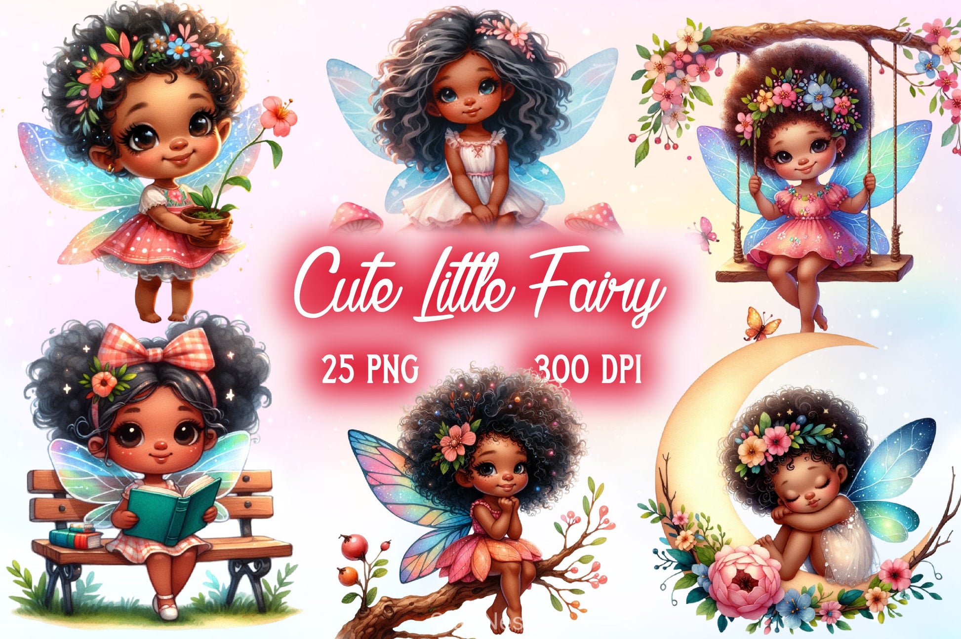 Cute Little Fairy Clipart Bundle 2 - CraftNest - Digital Crafting and Art