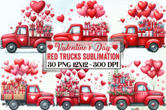 Valentine Red Trucks Clipart Bundle - CraftNest - Digital Crafting and Art