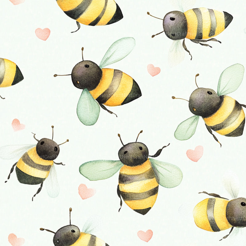 Lovely Bee Digital Paper - CraftNest - Digital Crafting and Art