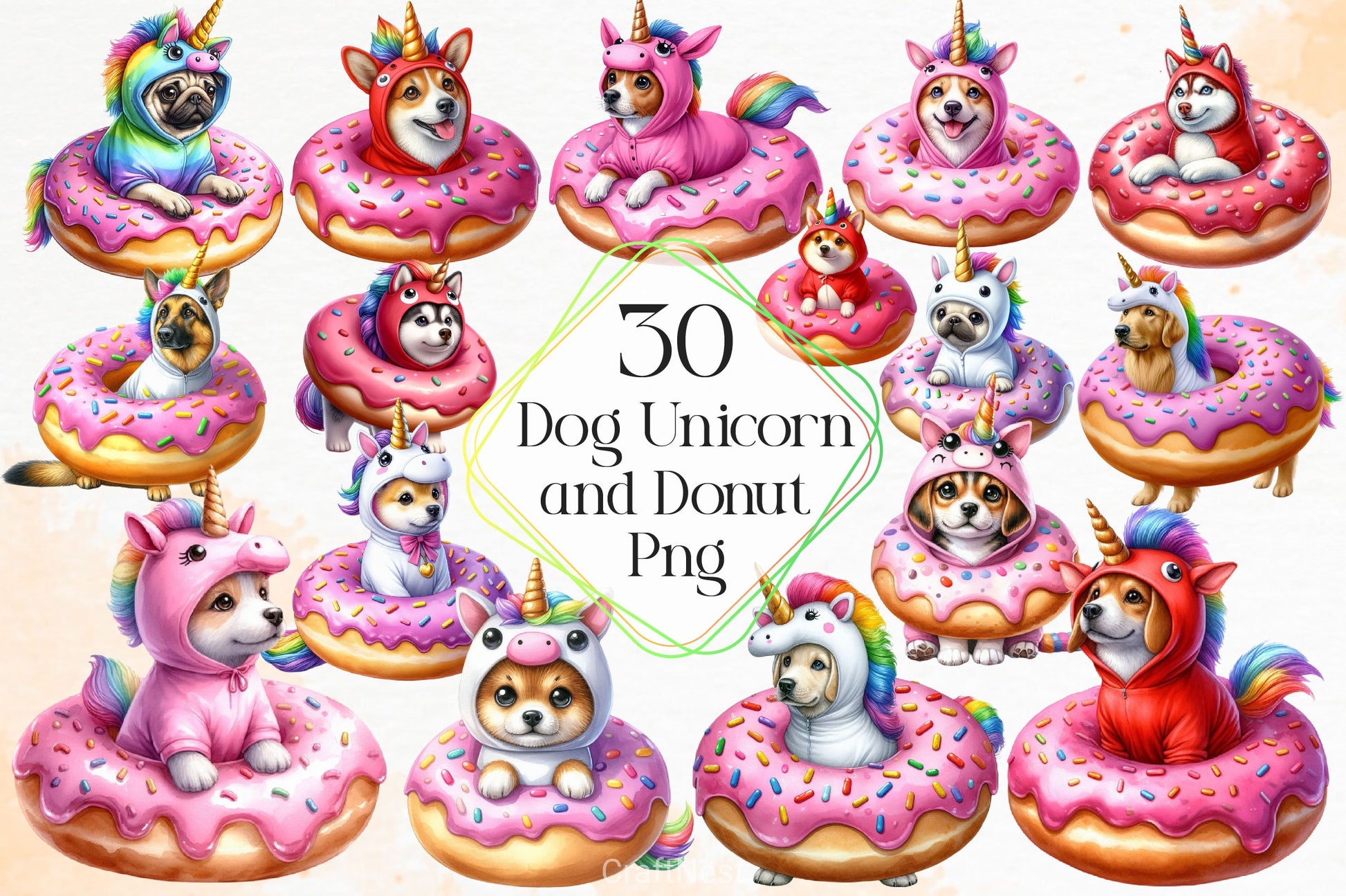 Dog Unicorn And Donut Clipart Bundle - CraftNest - Digital Crafting and Art