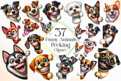Funny Animals Peeking Around Corner Clipart Bundle 5 - CraftNest - Digital Crafting and Art
