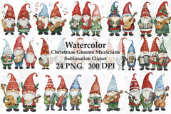 Christmas Gnome Musicians Clipart Bundle 1 - CraftNest - Digital Crafting and Art
