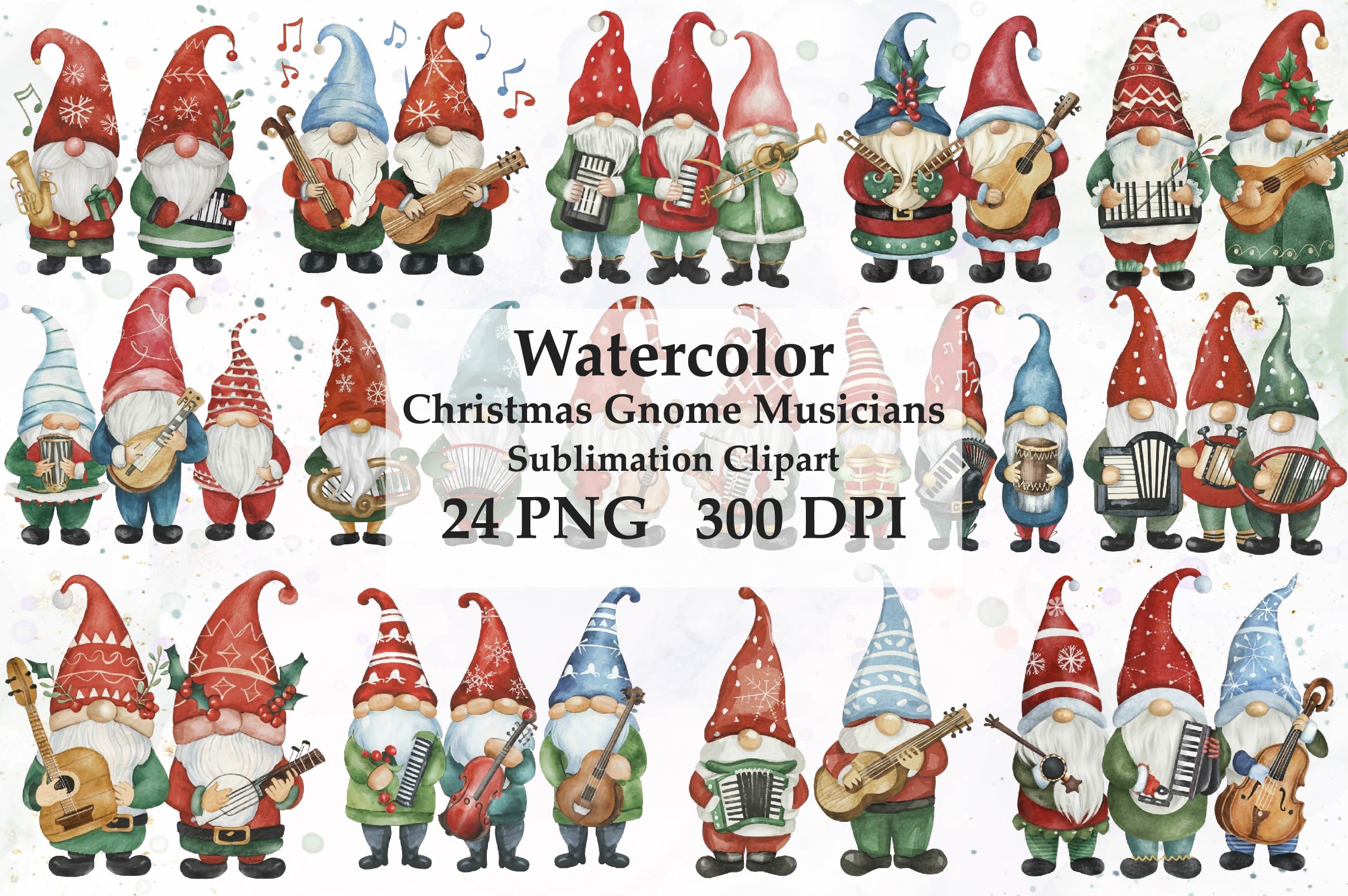 Christmas Gnome Musicians Clipart Bundle 1 - CraftNest - Digital Crafting and Art