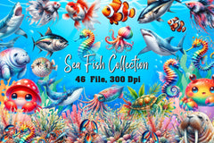 Sea Fish Collection Clipart Bundle - CraftNest - Digital Crafting and Art