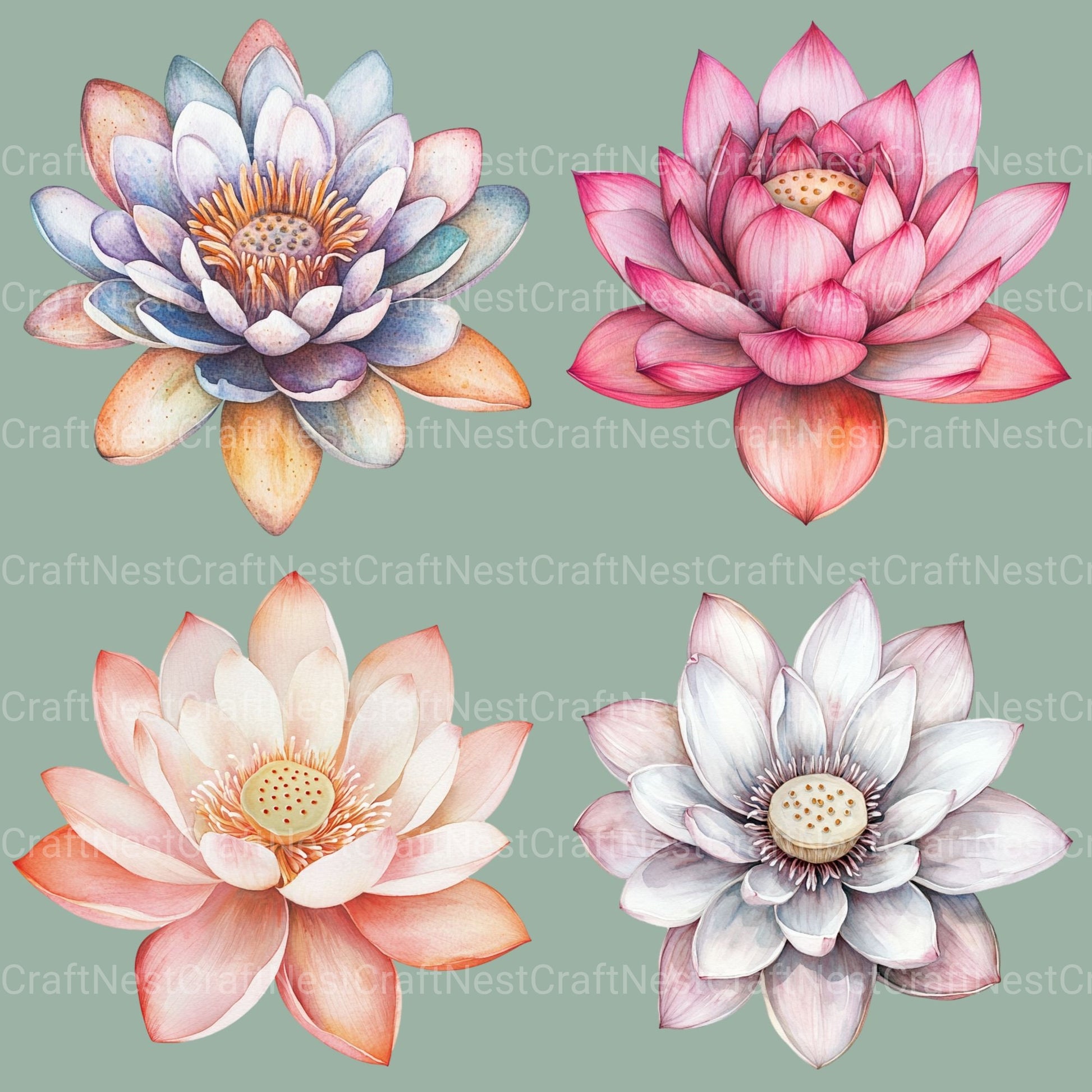 Lotus Clipart Bundle - CraftNest - Digital Crafting and Art