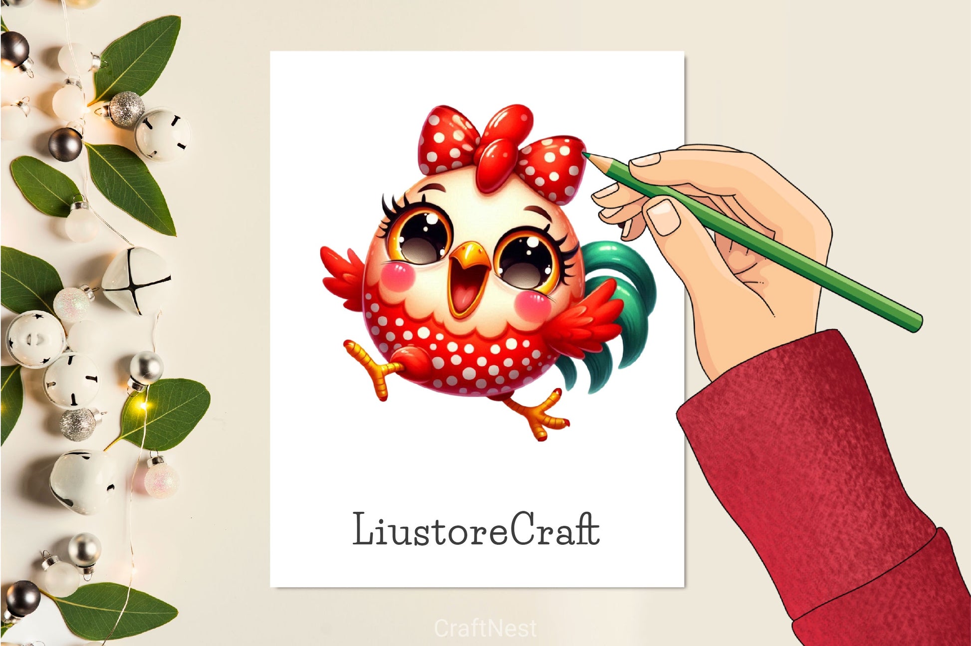Polka Dot Chickens Bow Clipart Bundle 2 - CraftNest - Digital Crafting and Art
