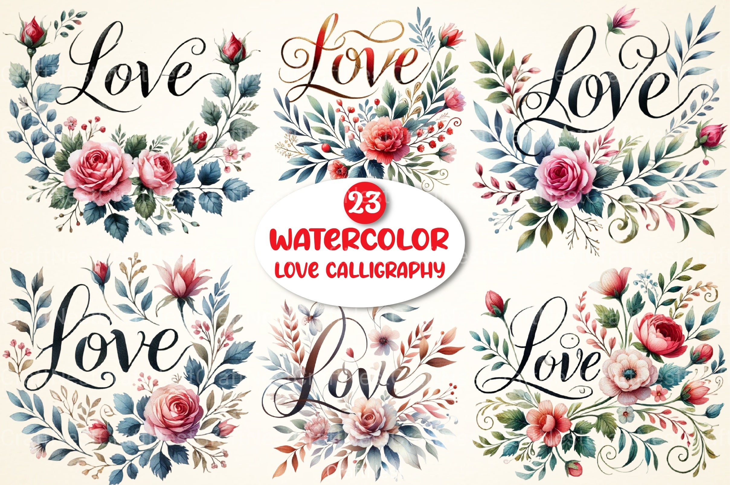 Love Calligraphy Clipart Bundle - CraftNest - Digital Crafting and Art