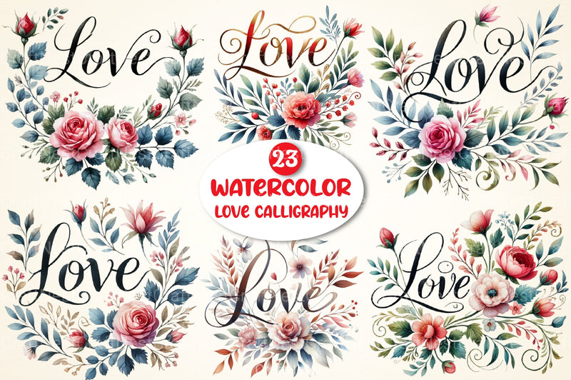 Love Calligraphy Clipart Bundle - CraftNest - Digital Crafting and Art