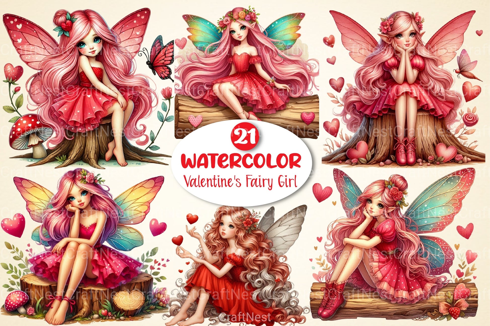 Valentine's Fairy Girl Clipart Bundle - CraftNest - Digital Crafting and Art