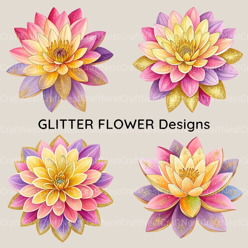 Glitter Flowers Clipart Bundle - CraftNest - Digital Crafting and Art