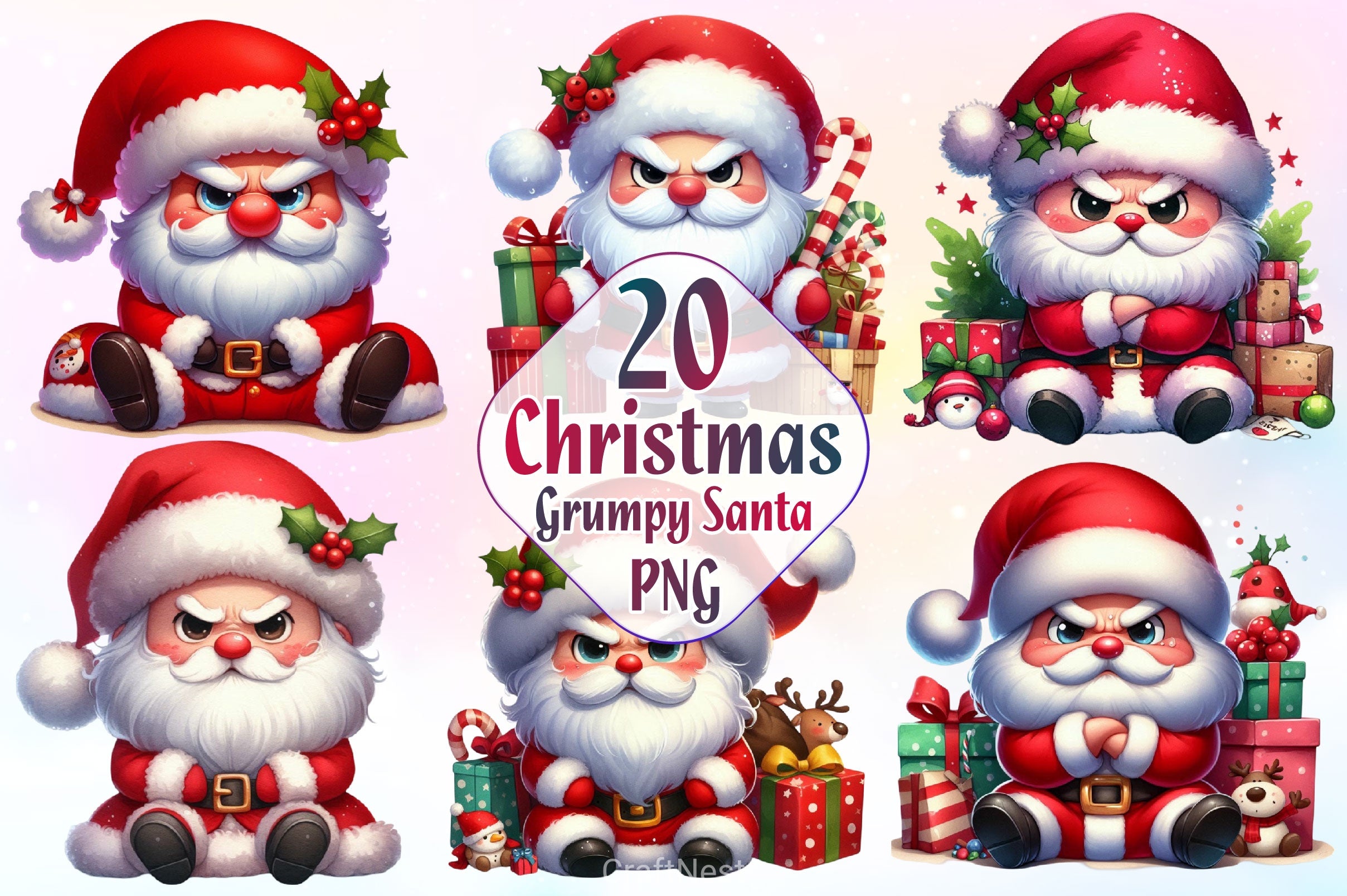 Christmas Grumpy Santa Clipart Bundle - CraftNest - Digital Crafting and Art