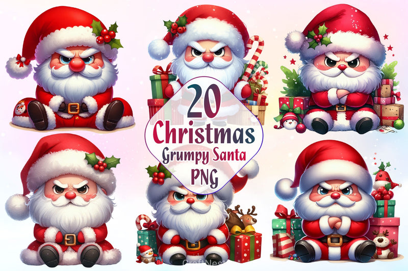 Christmas Grumpy Santa Clipart Bundle - CraftNest - Digital Crafting and Art