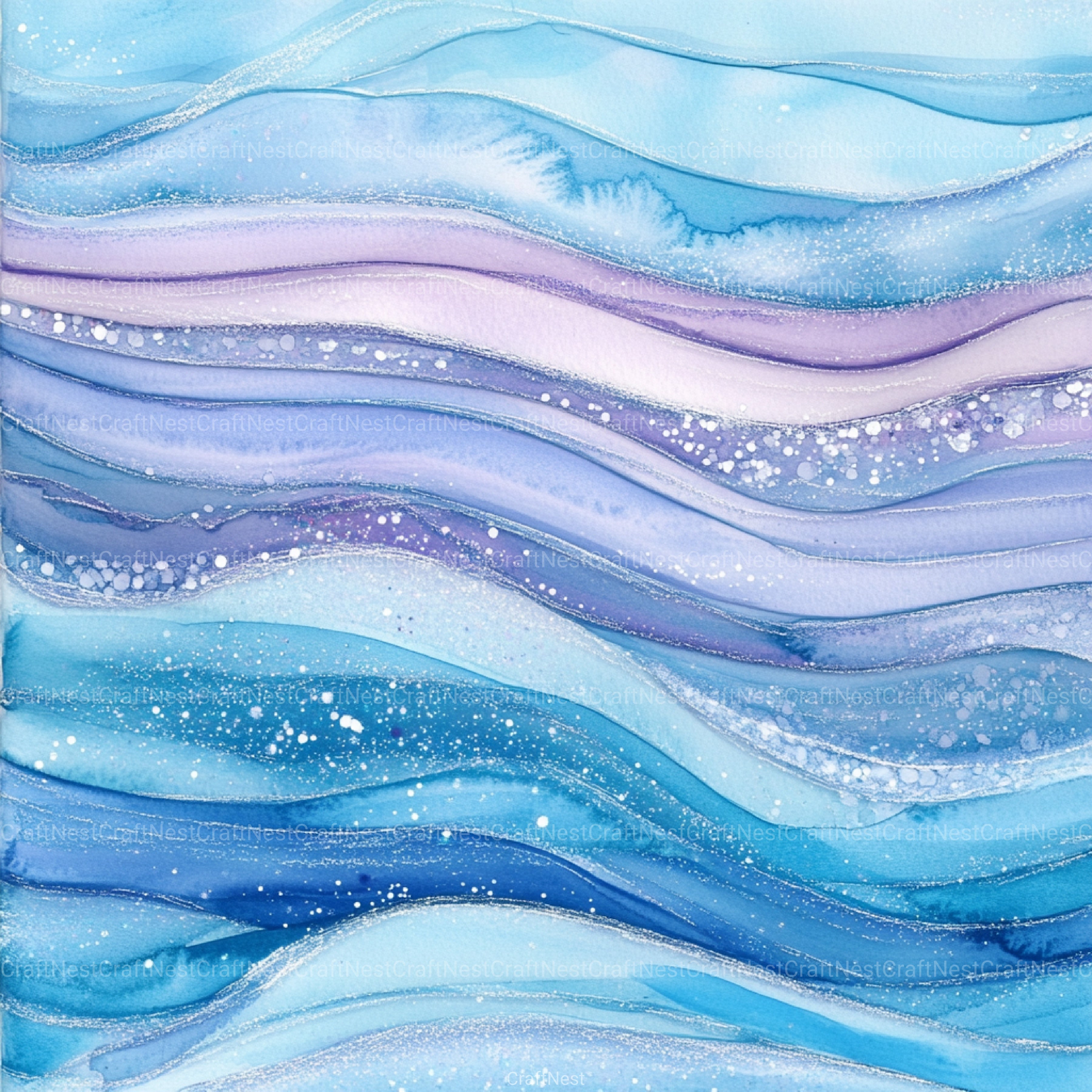 Blue Holographic Glitter Digital Paper - CraftNest - Digital Crafting and Art