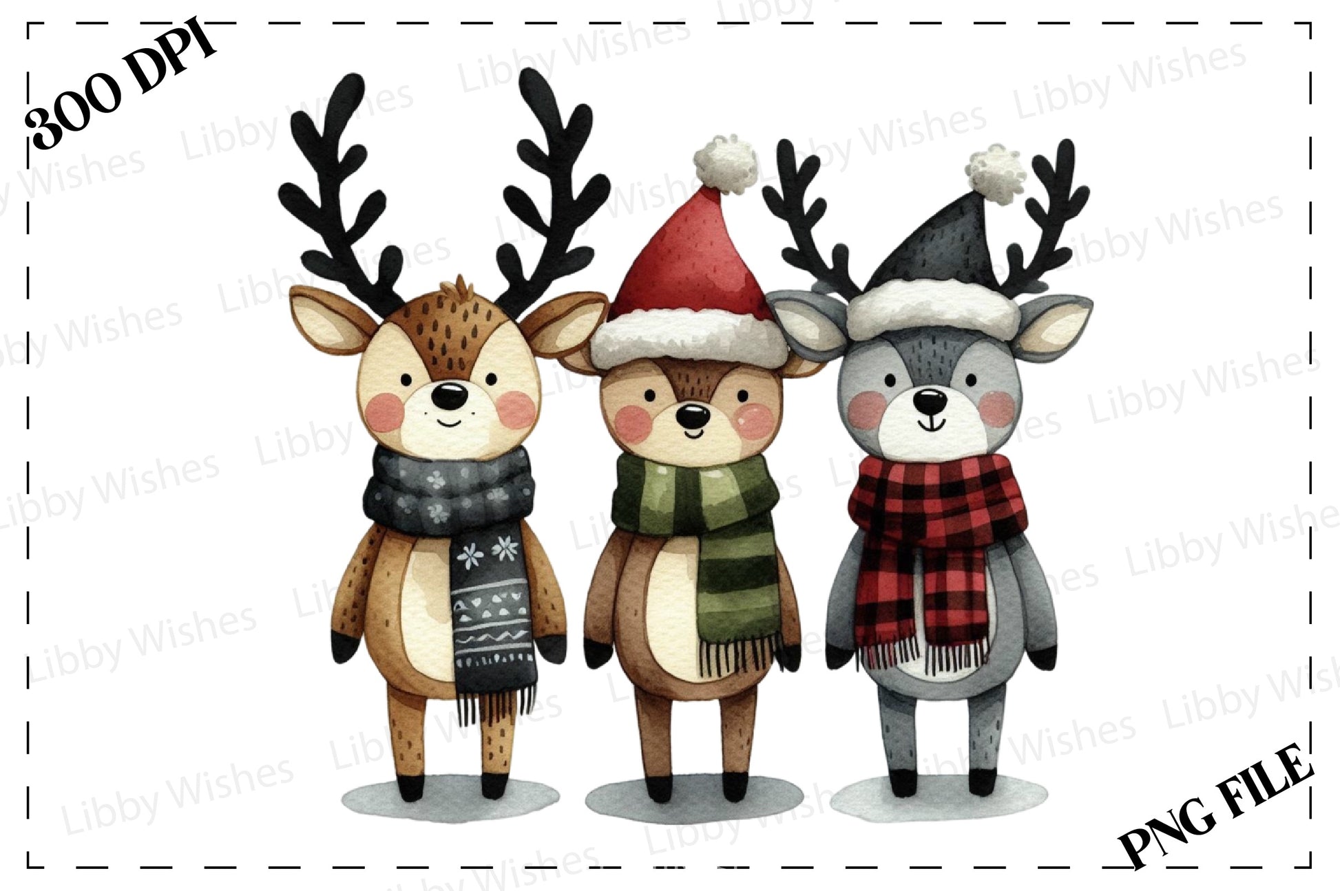 Christmas Reindeer Friends Clipart Bundle 1 - CraftNest - Digital Crafting and Art