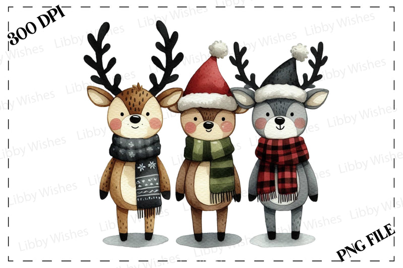 Christmas Reindeer Friends Clipart Bundle 1 - CraftNest - Digital Crafting and Art