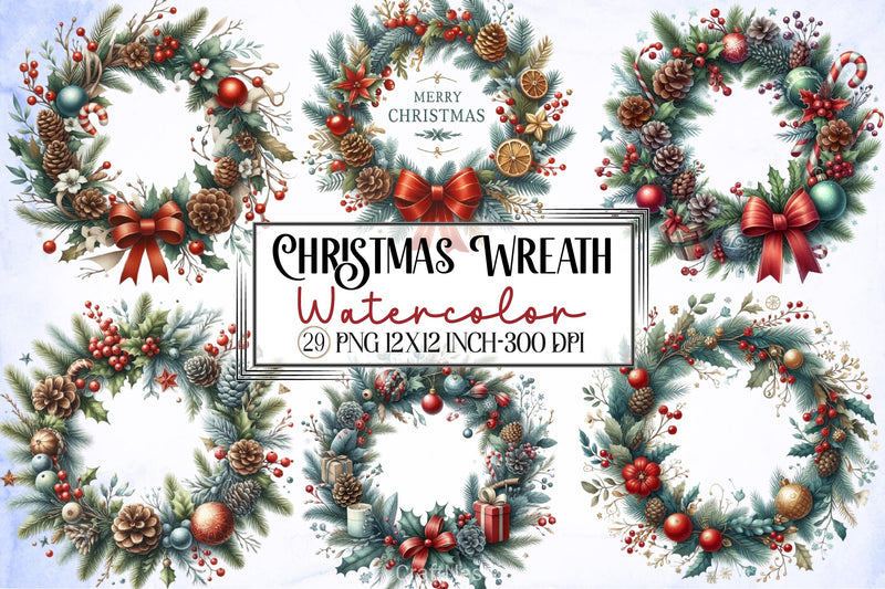 Christmas Wreath Clipart Bundle 5 - CraftNest - Digital Crafting and Art