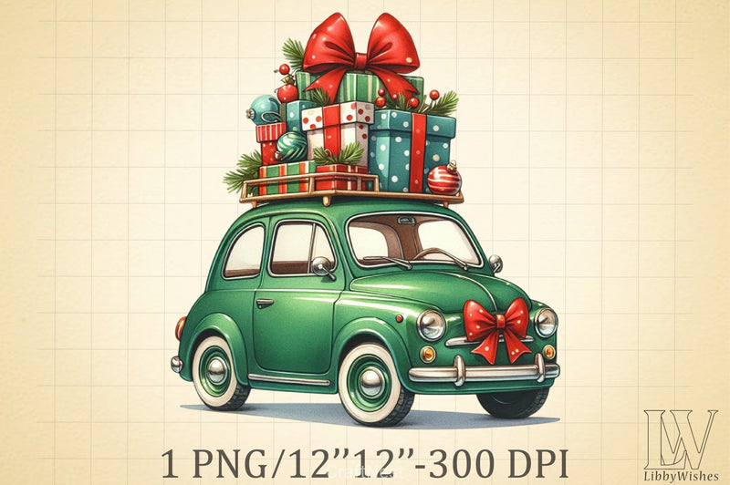 Christmas Car Clipart Bundle 2 - CraftNest - Digital Crafting and Art